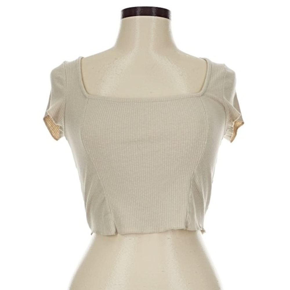 Urban Outfitters Cream Ribbed Crop Top